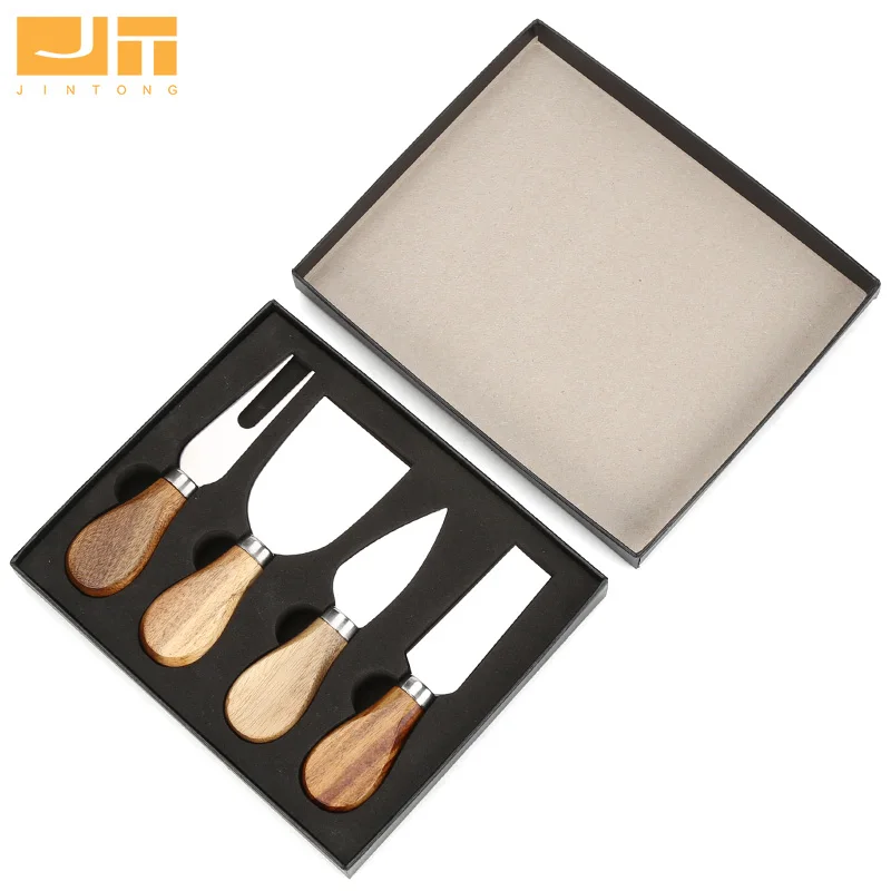 4 pcs Acacia Wood Cheese Knives Cutter Cheese Tool Set for Charcuterie Board