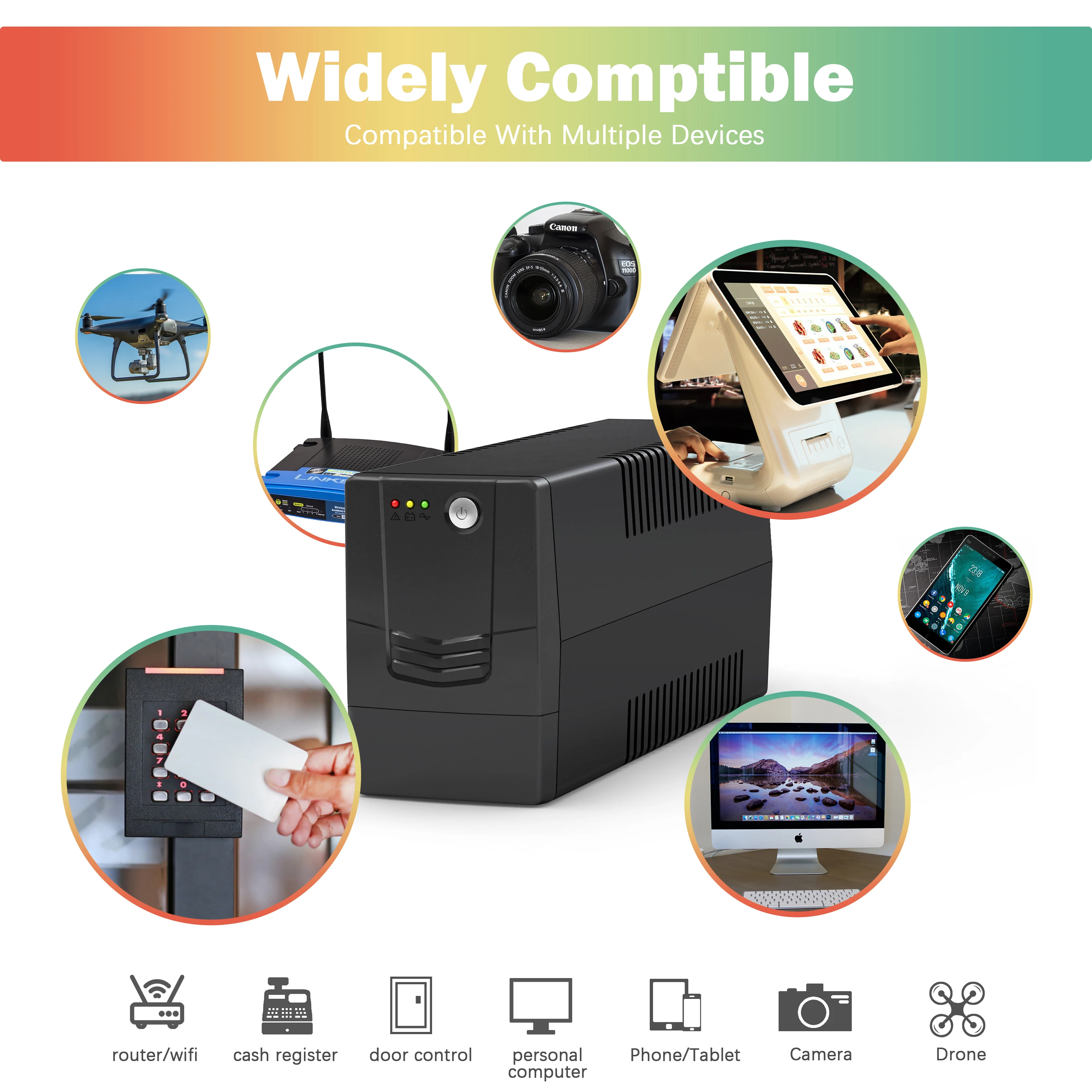 Inverter Ups High Frequency Line Interactive 12V 7ah UPS 650VA Power Supply