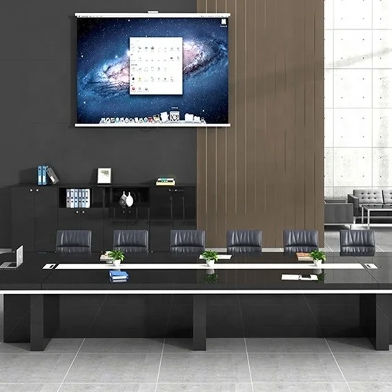 Стол для конференций черный глянцевый 1 комплект