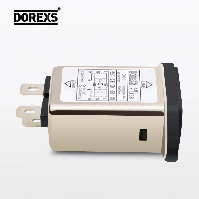 DOREXS high quality professional manufacturer AC power socket emi emc filter noise audio filter 3A 6A 10A