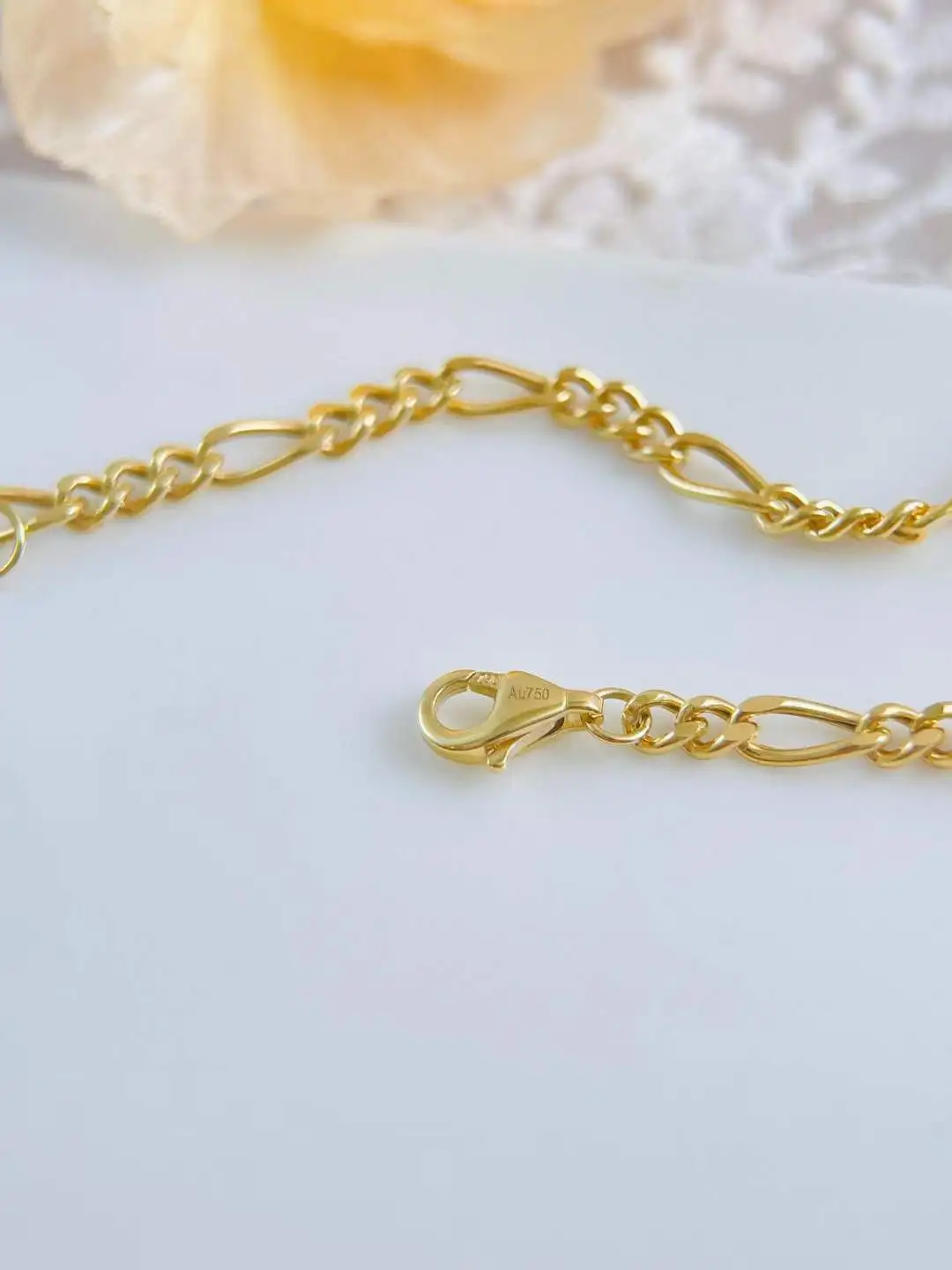 AU750 Real Gold Jewelry Wholesale 18K Solid Gold Italy Chain Necklace Handmade Figaro Link Chain No plating Variety of Size