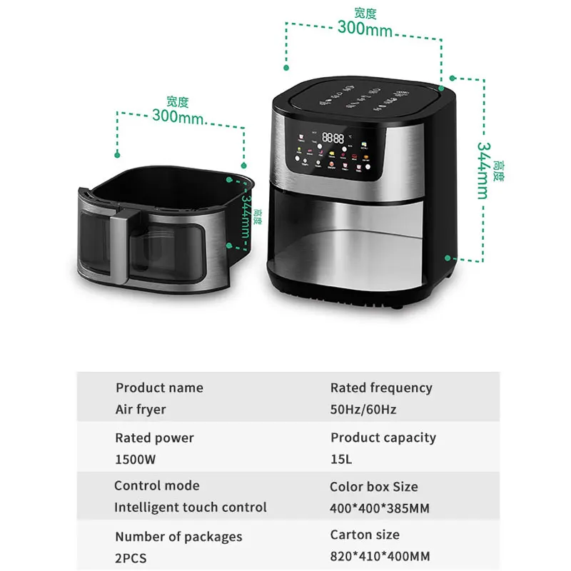 New Design 2025 Commercial Large Air Flyer Fryer Electric Digital Multipurpose  8 Liters 10 12  15 8 Liters Air Fryer Oven