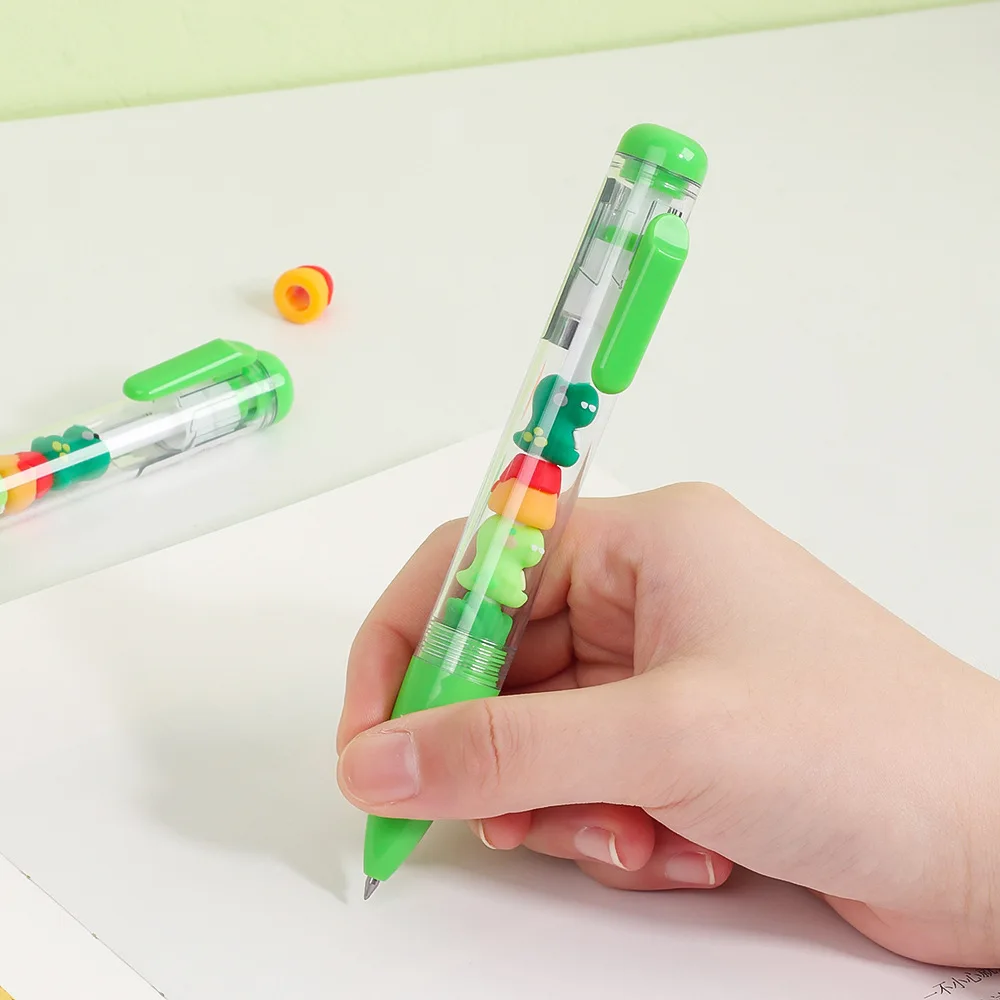 DIY children gel pen rubber Cartoon cute bear dinosaur astronaut Charm string bead kawaii pen for kids gift items