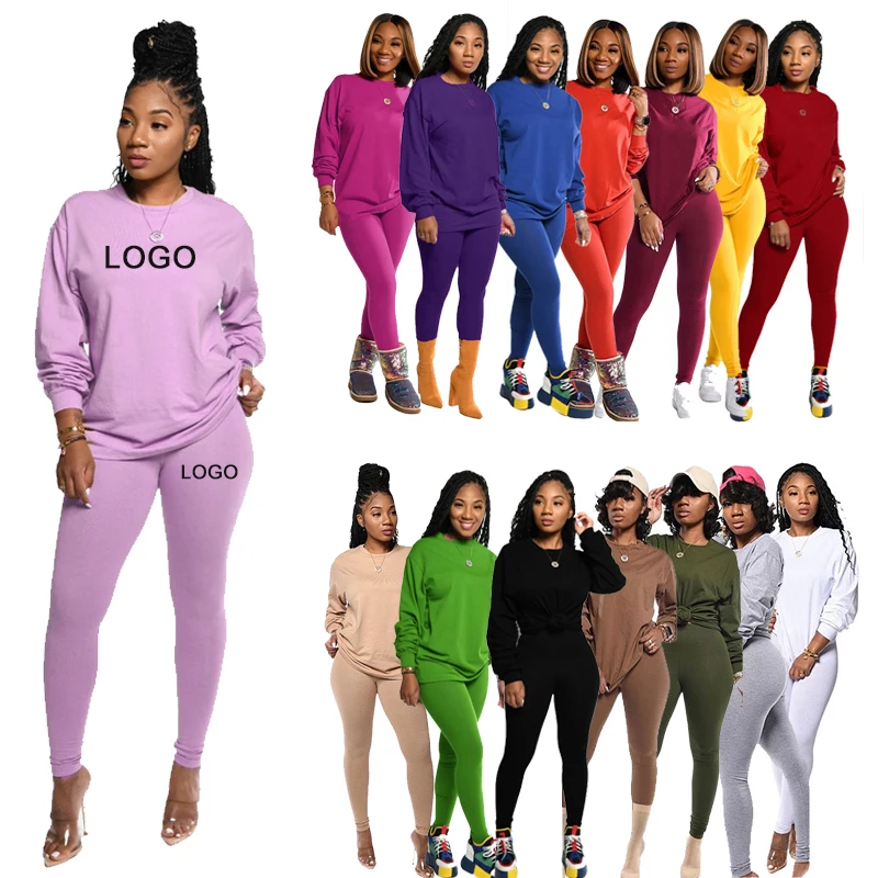 winter designer 2022 loose plus size cotton knitted pants loungewear women brown two piece custom logo matching set clothing