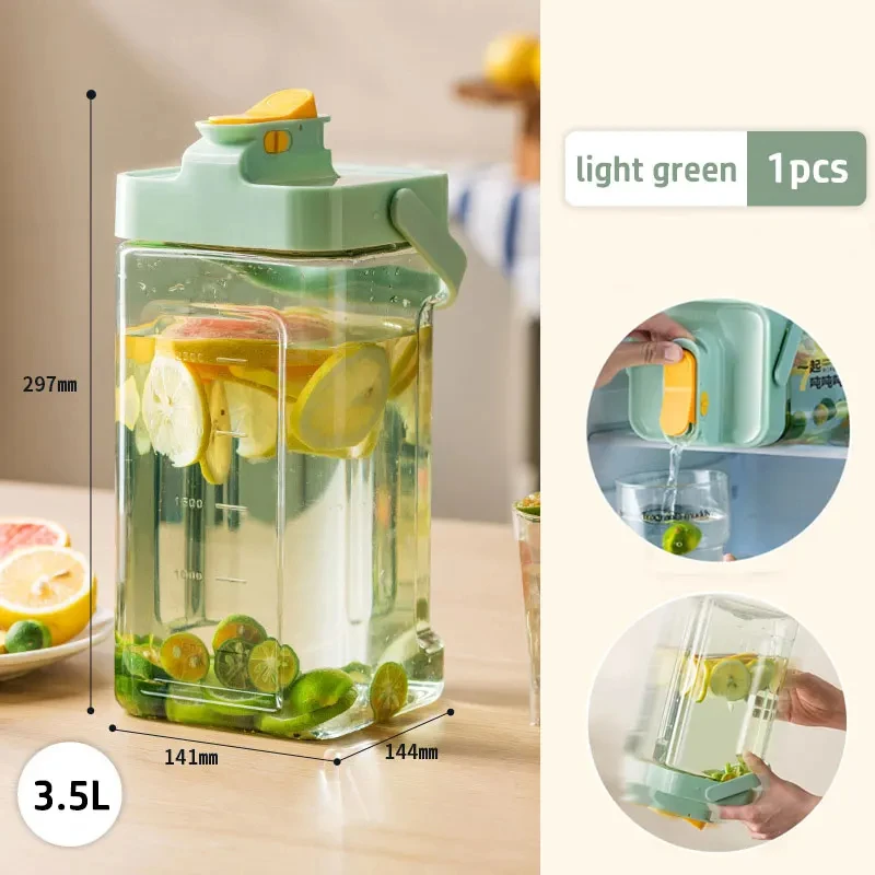 Zackoo 3.5L Cold Water Kettle With Faucet In Fridge Cold Bubble Bottle Kettle Fruit Tea Bucket Large Capacity Beverage Bucket