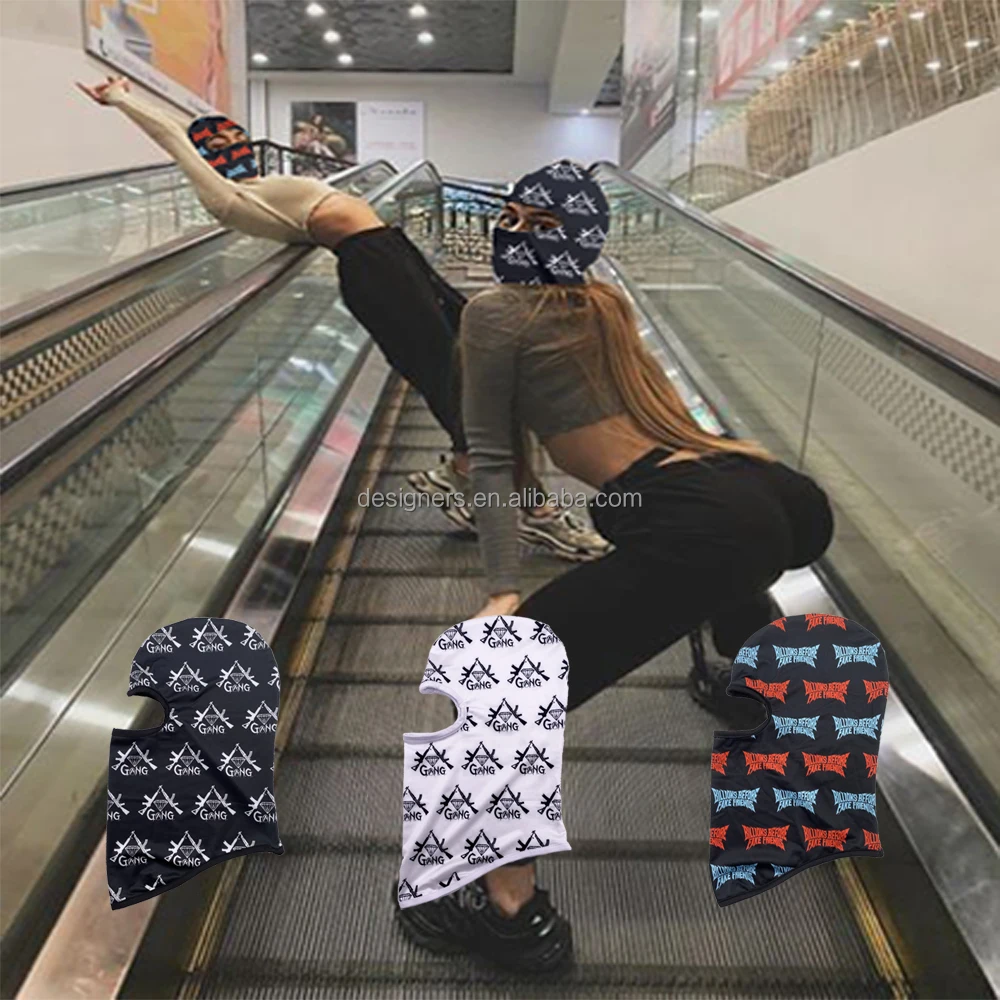 Мотоциклетная маска на все лицо с принтом логотипа на заказ из спандекса, дизайнерская маска на лицо с одним отверстием, Балаклава, лыжная маска для мужчин и женщин