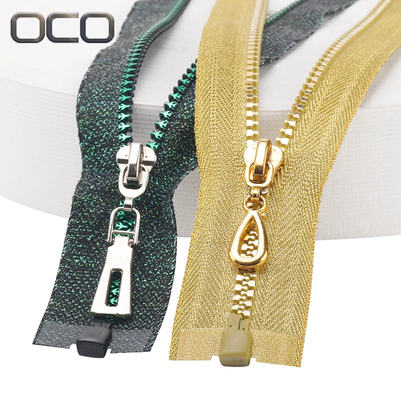 Оптовая Продажа с фабрики OCO готовые на заказ золотые молнии 5 # пластиковые застежки-молнии из смолы открытым концом для куртки аксессуары одежды