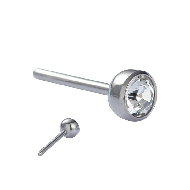 Оптовая продажа, титановый Безрезьбовой пресс для пирсинга, окантовка с кристаллом