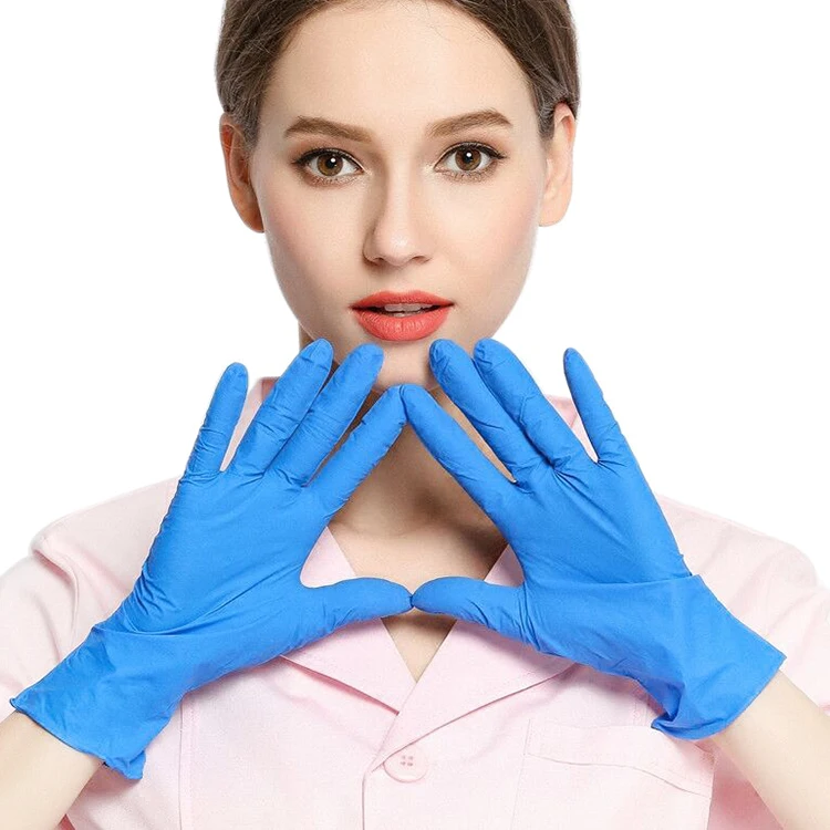 Factory Wholesale cheap examination XS S M L XL blue white black nitrile gloves working powder free nitrile exam gloves