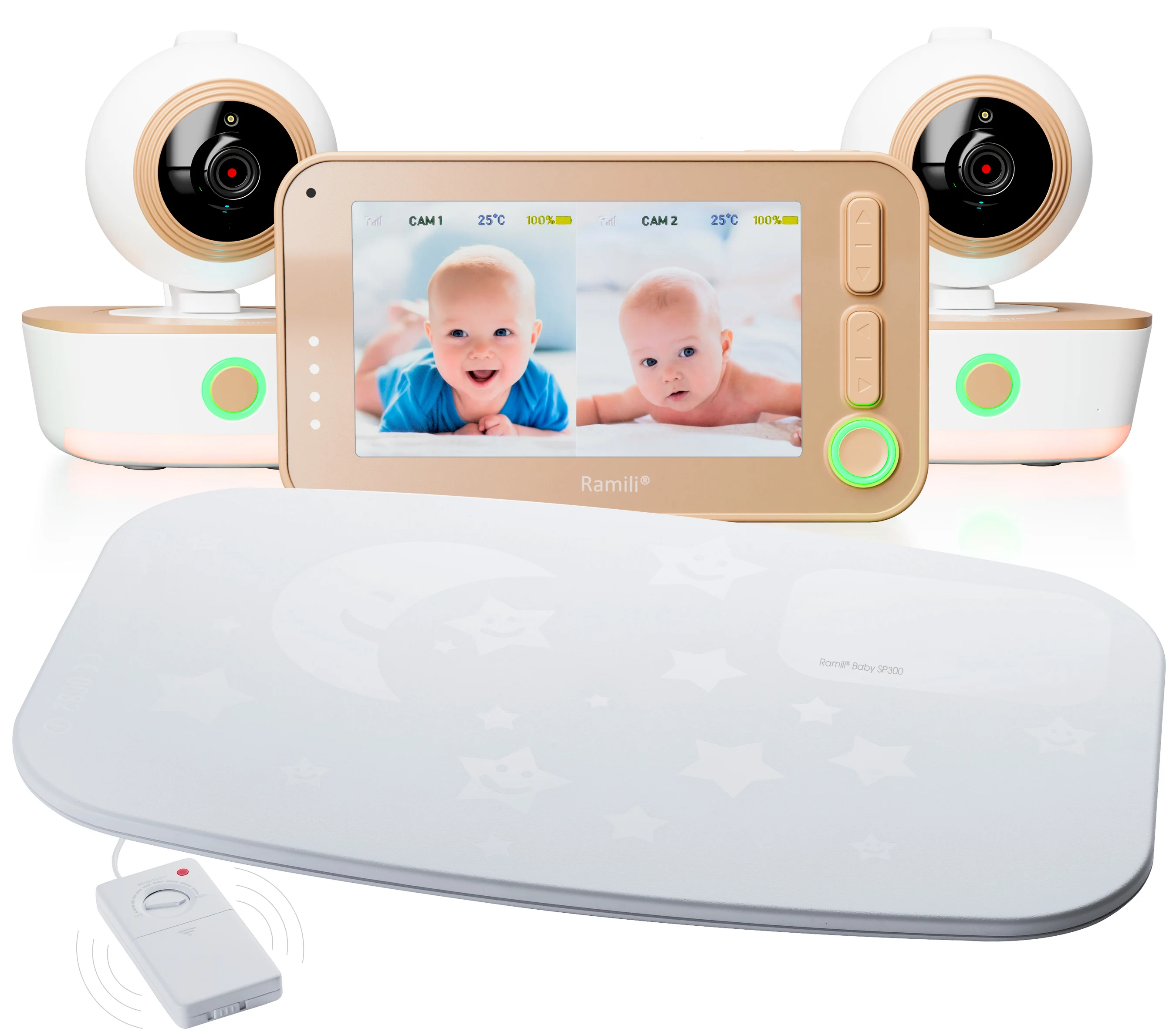 Ramili Baby RV1300X2SP Baby Monitor with Two Cameras and Breathing Monitor Wifi Video Baby Monitor