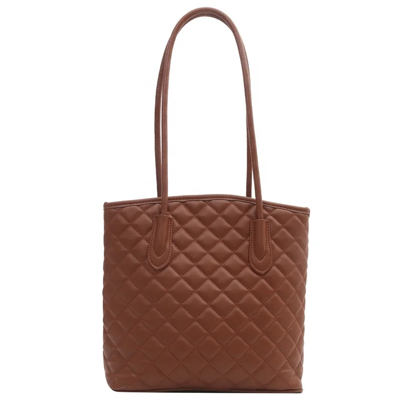 Wholesale Pure Color Rectangle Shoulder Bag Women PU Leather Underarm Bags Embroidery Rhombus Indentation Handbags for Girls