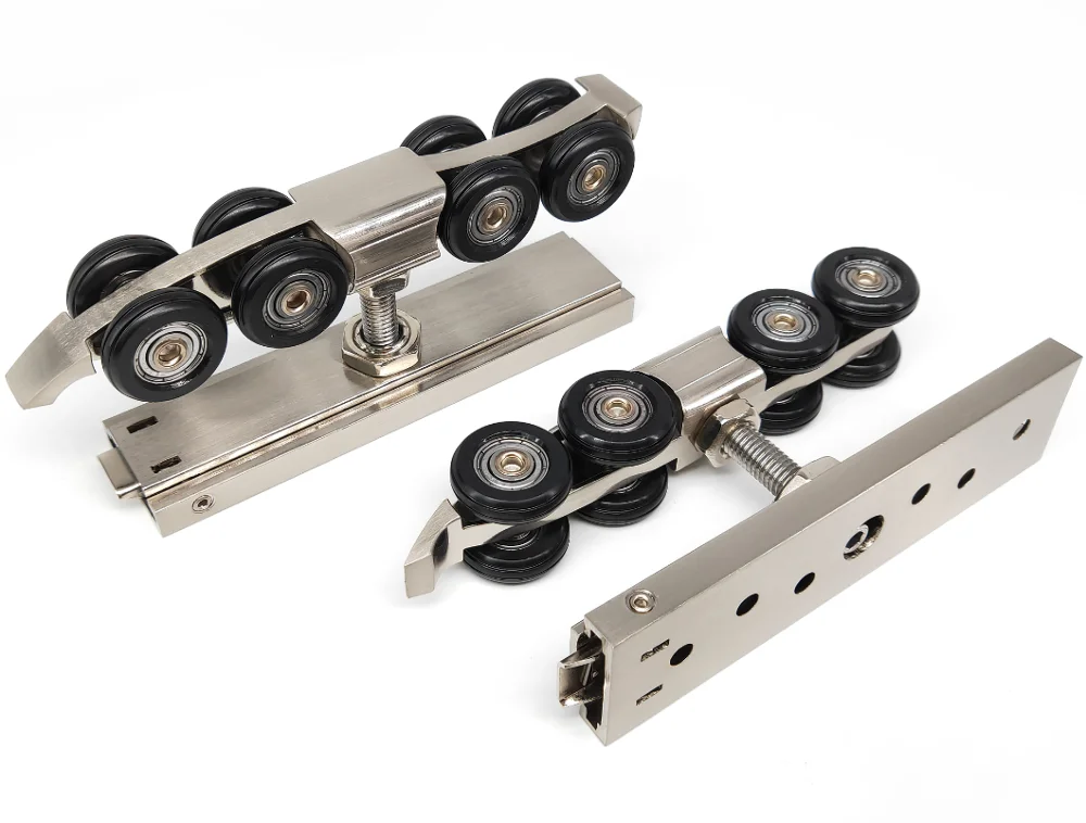 Aluminum Double Pulley Track Wheel wooden door hidden rollers sliding door system