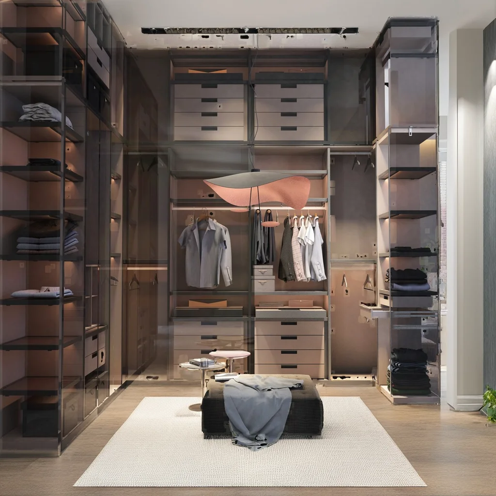 Italian Style Luxury Built-In Bedroom Furniture Latest Guarda Roupa Wall Cabinet Closet Design Metal Wardrobe for Hallway