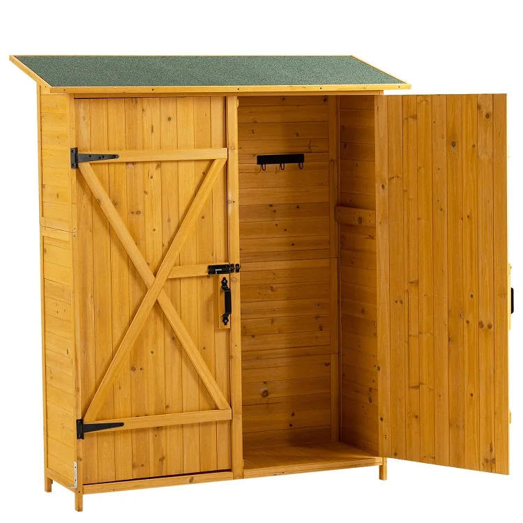 Garden Patio Furniture Waterproof Tool Shed Wooden Storage Cabinet
