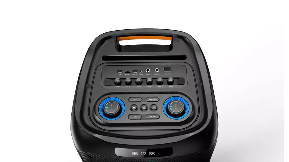 2023 Large Size Outdoor DJ Speaker Dual 12 Inch Powerful Audio Box 120W Portable Bluetooth Wireless Speakers with LED Light