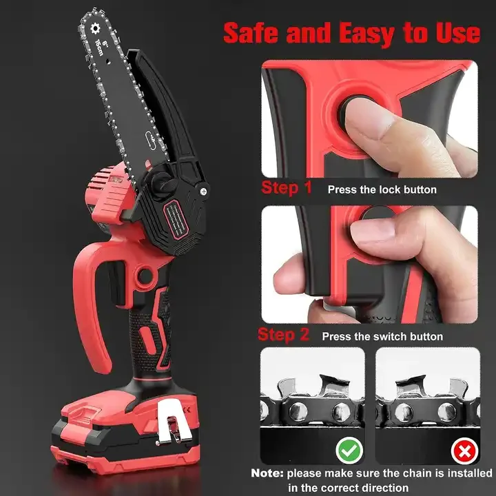 Mini Chainsaw 6-Inch with Batteries Chain Speed 21V Handheld Power Chain Saw for Tree Trimming Wood Cutting Pruning Branches