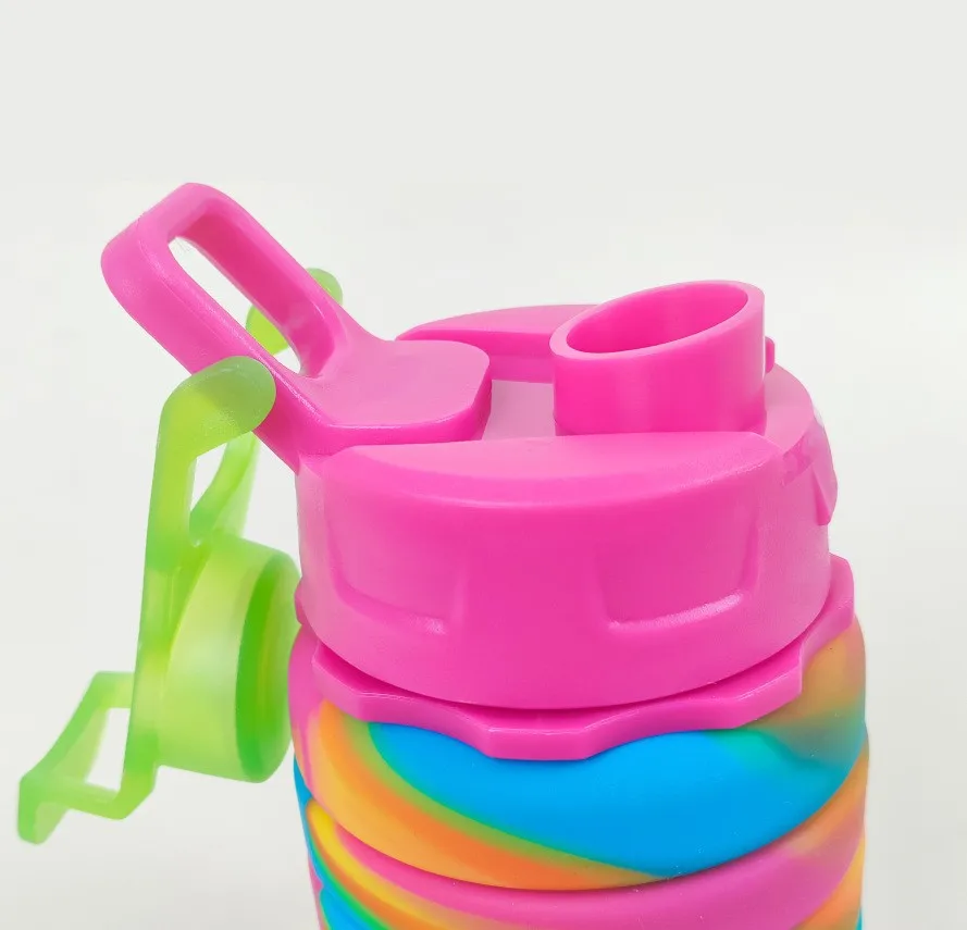 Portable Accompanying Cup Bpa Free Food Grade Camo Outdoor Sports Anti-fall Round Kettle 500ml Collapsible Silicone Water Bottle