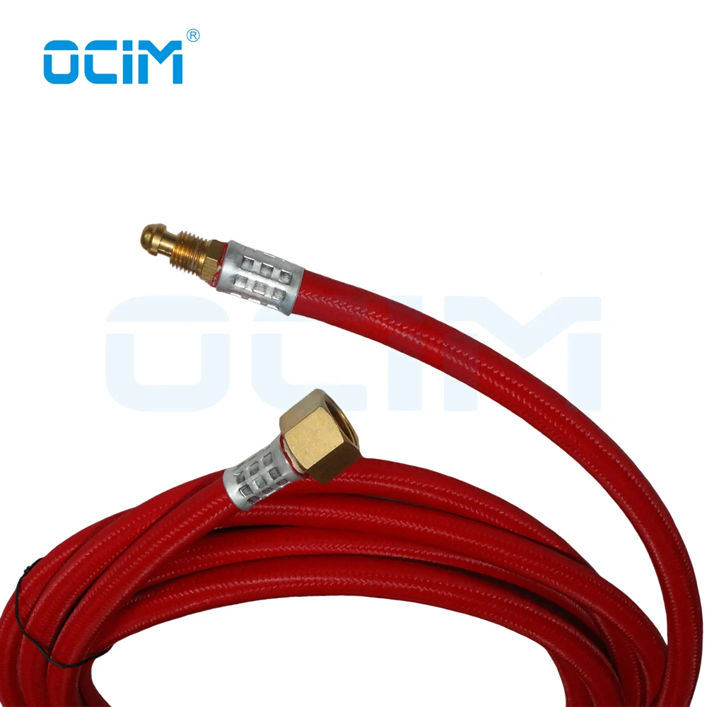 Tig Welding Cable Red Soft Hose 4M Front Connector 3/8-24 Tail Joint M16*1.5 For WP9 WP17 Torch Head