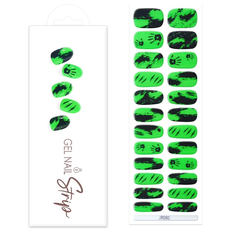 Semi Cured Halloween Gel Nail Sticker Christmas Design Gel Nail Stickers Non Toxic Gel Nail Set