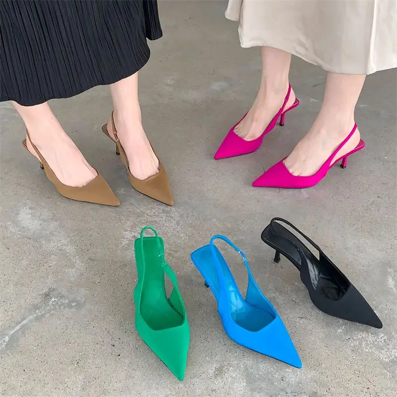 J&H 2022 design Korean fashion sexy pointy toe thin high heels women candy color heeled sandals big size shoes