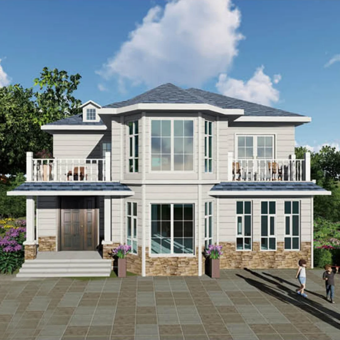 Легкий Стальной дом для виллы сборный из стальной конструкции переносные сборные роскошные дома 4