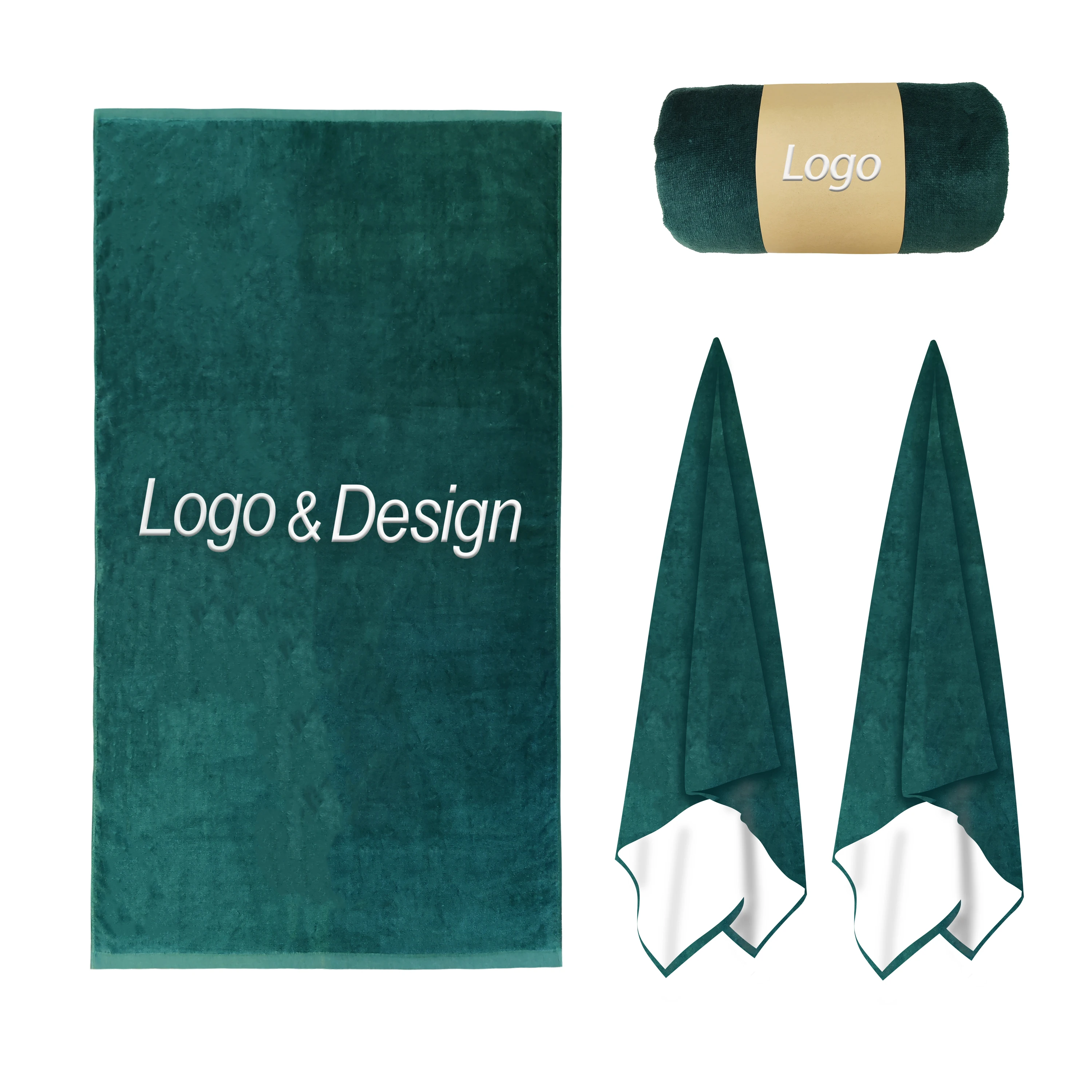 Personalized highly absorbent velour cotton beach towels with logo custom print 100% cotton beach towel