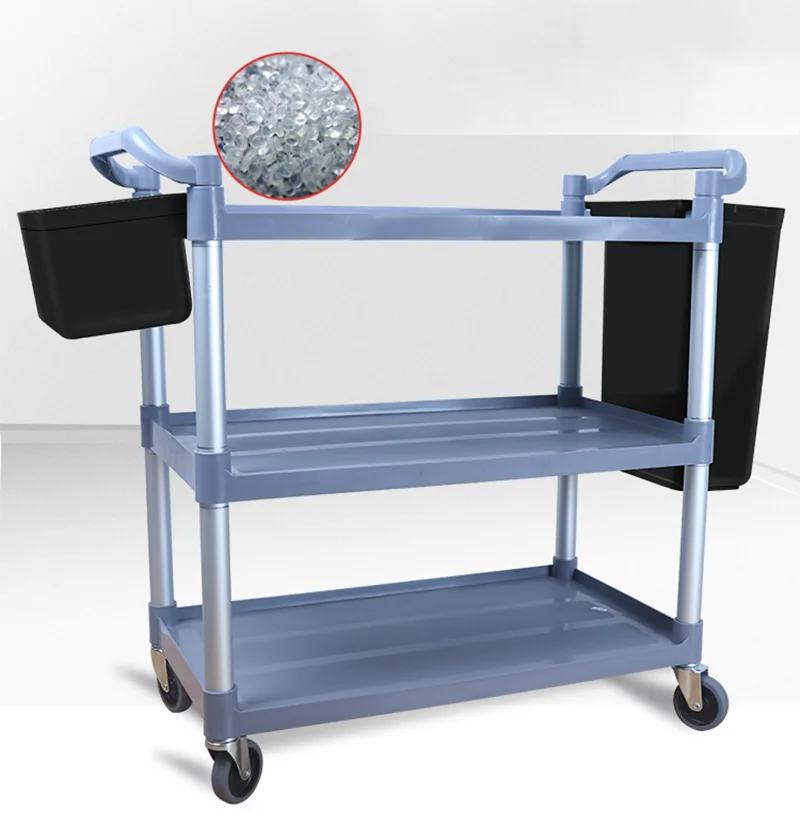 Dontalen Factory Prices Hotel Restaurant Kitchen Equipment 3 Tier Plastic Service Cart Food Trolley