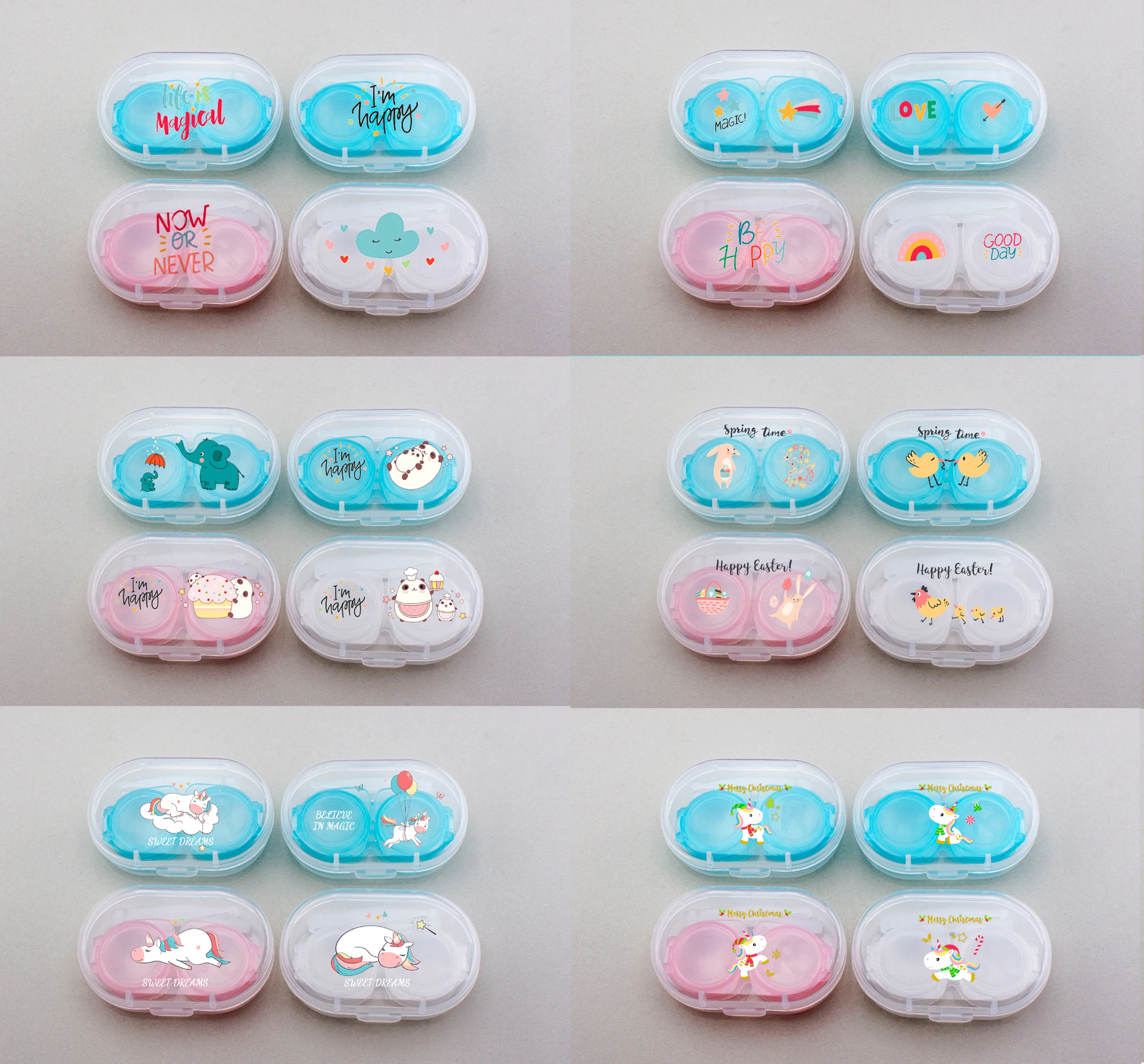Multi Patterns Mini Contact Lens Case Colorful Transparent Contact Lenses Case Accessories Unisex Style