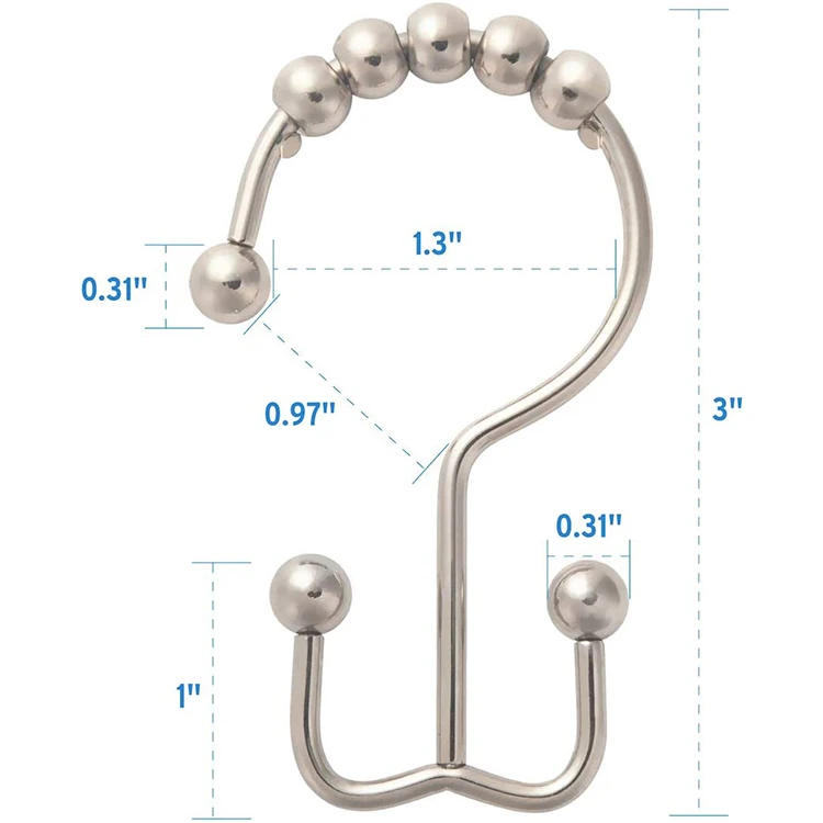 Wholesale Shower Curtain Hooks, Bathroom Curtain Hooks, Shower Curtain Hooks Double
