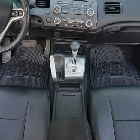 Muchkey Protection 4PCS Car PVC Mat Floor Universal 3D Carpet Odorless Durable Black Deep Dish Trim-To Fit Rubber Mats For Car