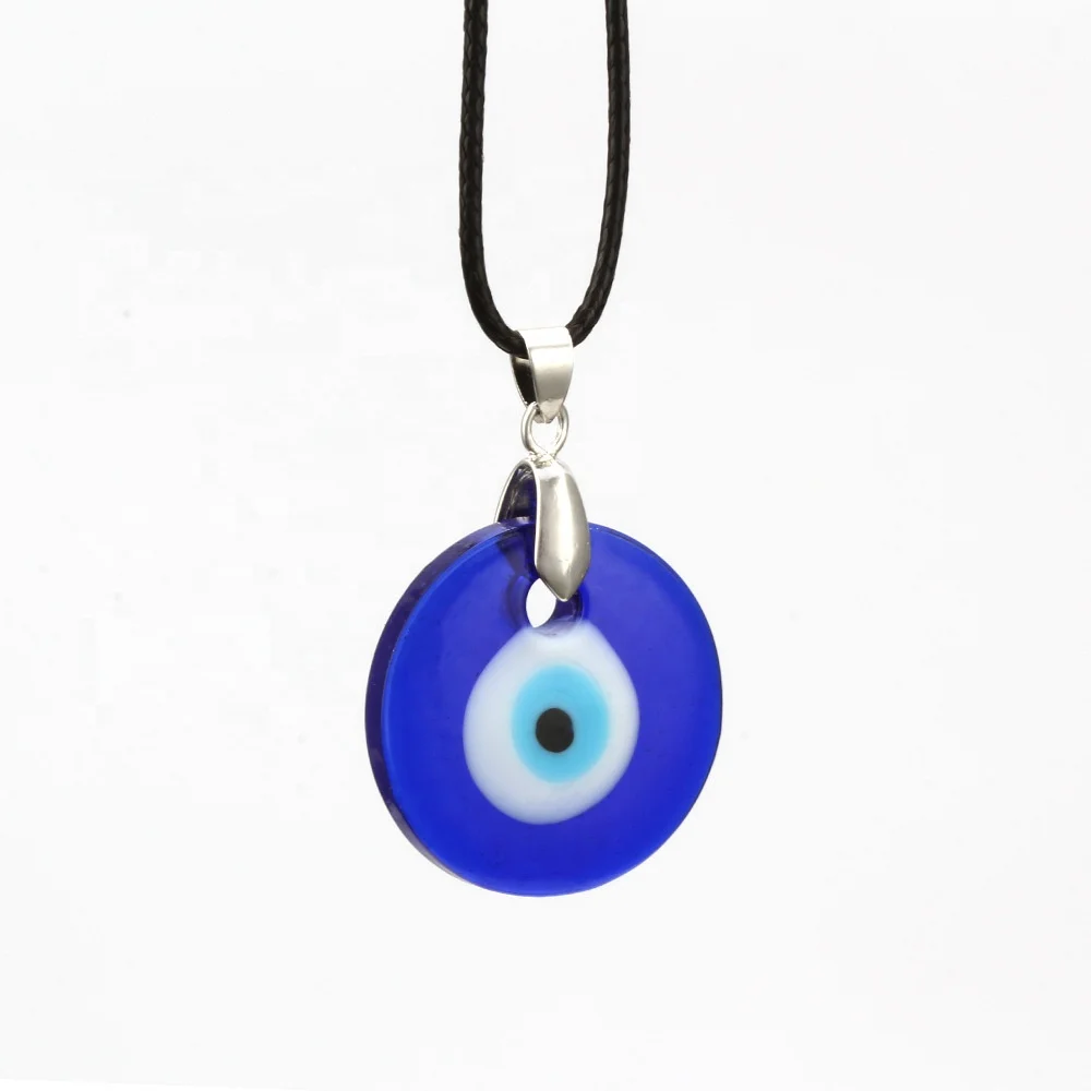 Hot Selling Newest Blue Glass Black Wax String  Glass Eye Charm Evil Eyes Pendant Necklace For Women Jewelry
