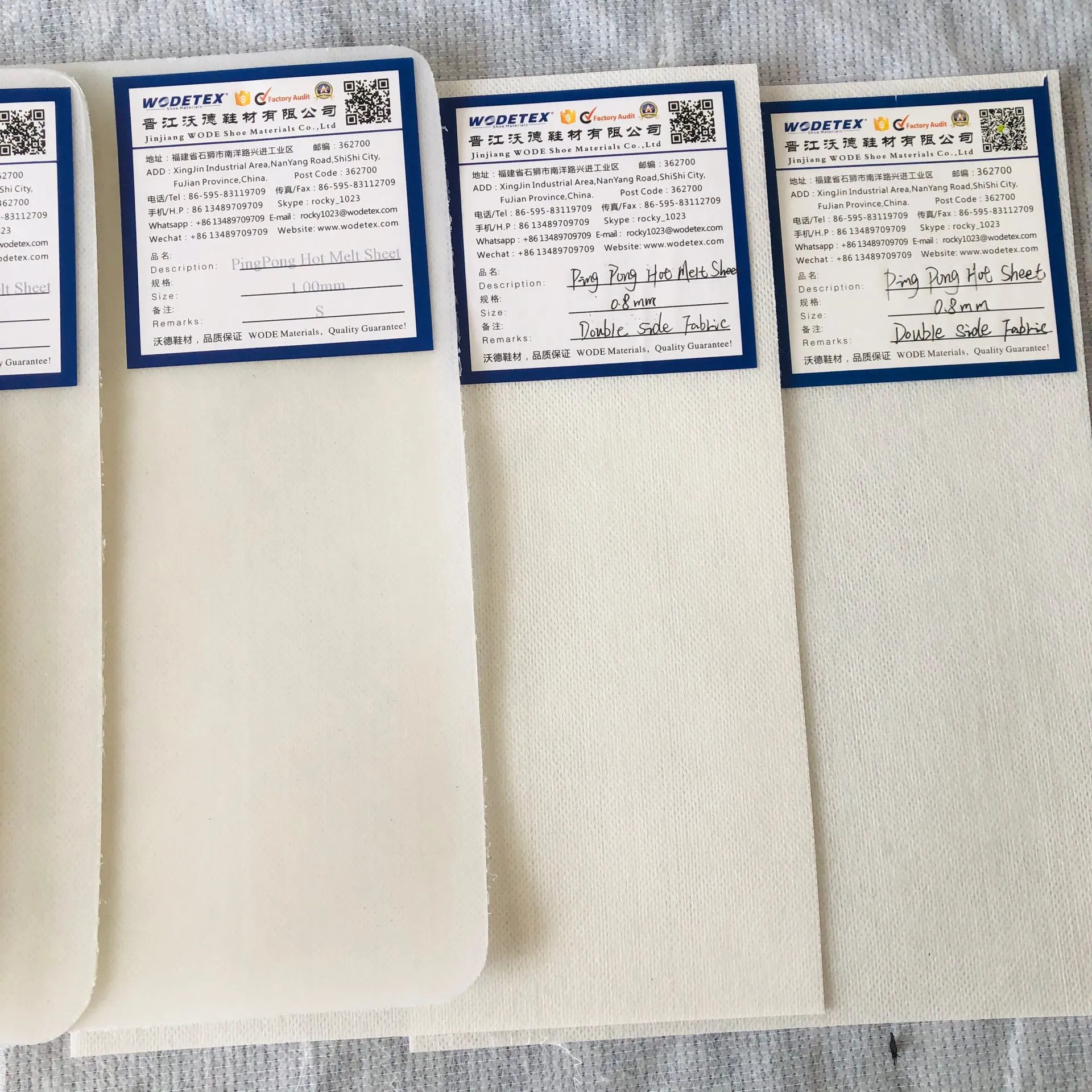 Двусторонний Лист горячего расплава для пинг-понга из сырья с гидросцепляющей тканью для туфель и счетчика