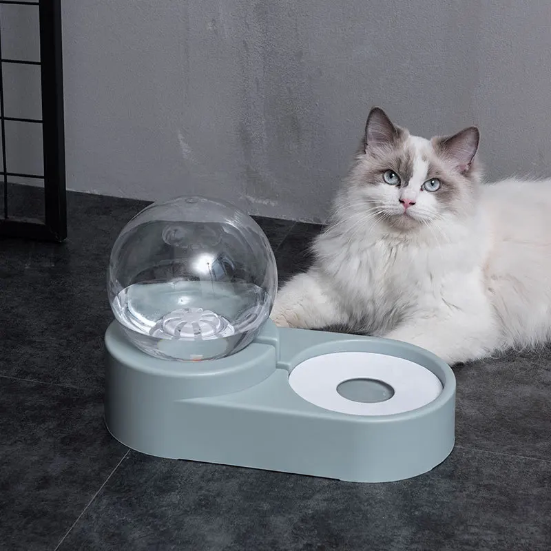2in1 Pets Cat Dog Water and Food Bowl Set Feeding Bowl Automatic Water Dispenser Fountain Water Bowl