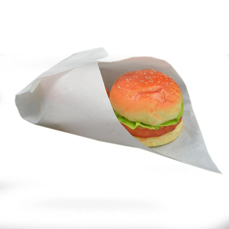 Wholesale Greaseproof Custom Printed Burger Fried Food Wrapping Paper Bag With Your Own Logo