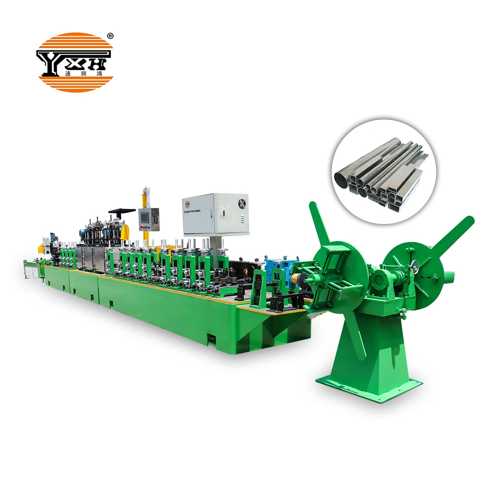 Foshan YXH Tube Mill High Safety Level Round Pipe To Square Pipe Forming Machine With Pipe Cutting Saw