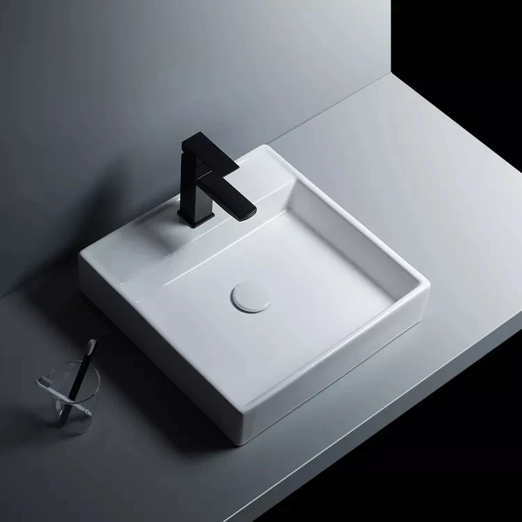 White sanitary ware square washroom face washbasin countertop toilet hand wash basin ceramic bathroom vanity sink