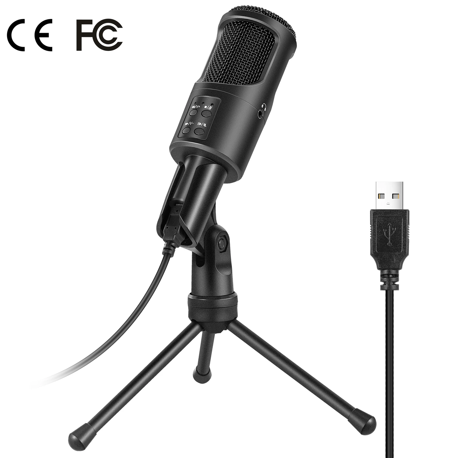 Компьютерный микрофон со штативом для мобильного телефона профессиональный караоке проводной