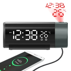 Цифровой проекционный будильник с температурным 180 вращением USB электронный стол для спальни прикроватные часы 3D Настенный функцией
