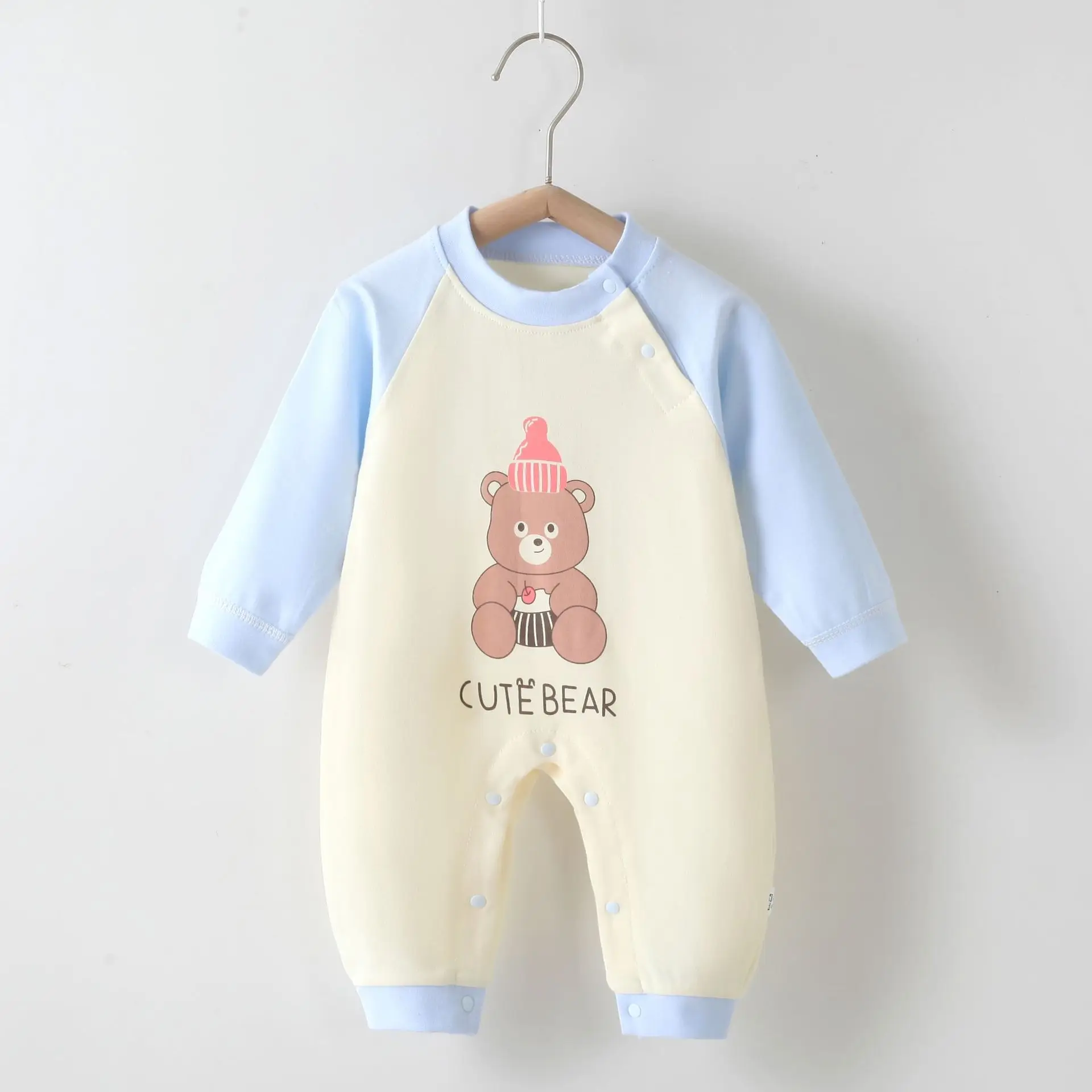 New Long Sleeve Combed Cotton Printed Romper