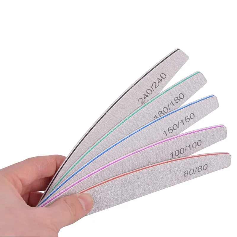 High End Double Side Custom Logo Emery Board Disposable Oval Washable Nail File 80 100 180 240 Japanese Zebra Nail Files
