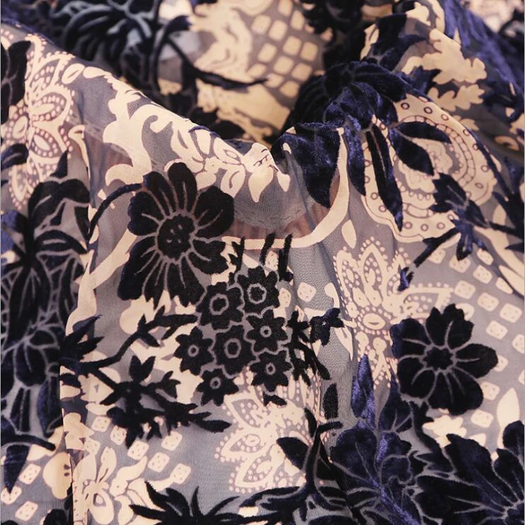 
burnout fabric flowers printing for wedding dresses 