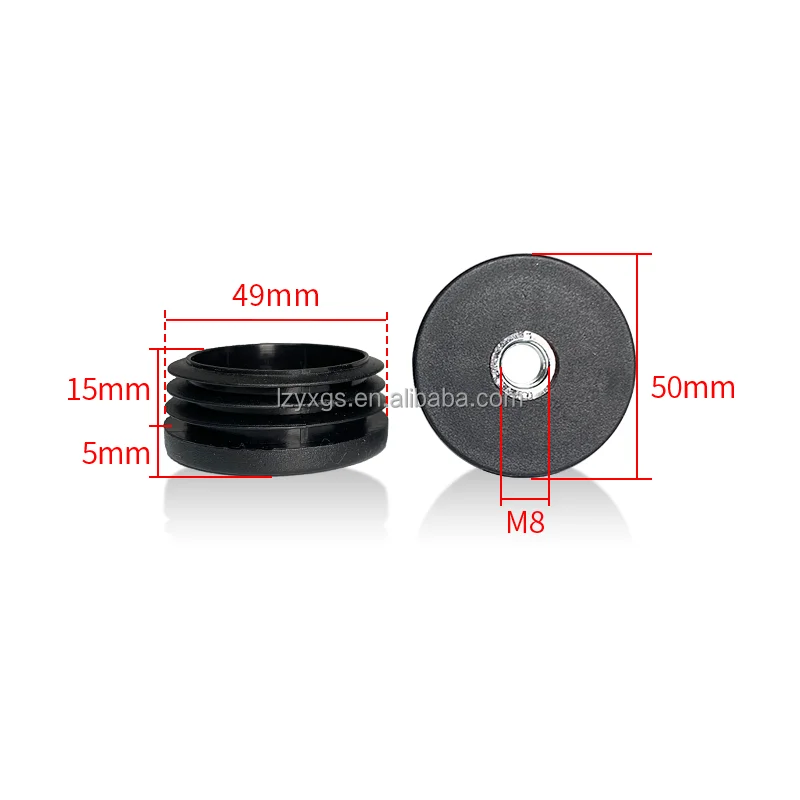 M8*50mm with screw tooth round nut tube plug furniture shelf increase foot pad mechanical equipment non-slip plug