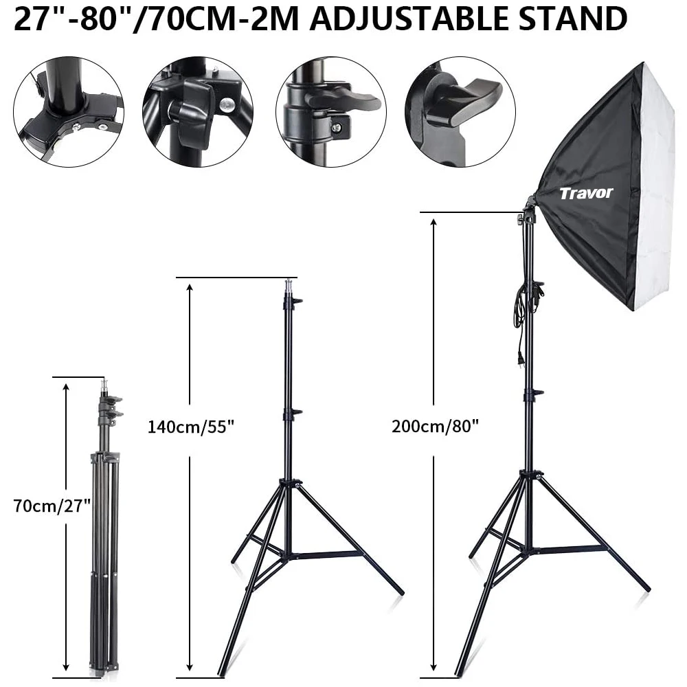  Travor LS2200 освещения для фотостудии фон стенд комплект квадратных софтбоксов 5500k с восьмиугольным зонтом фото и видео