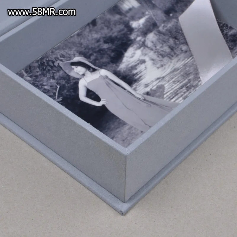 Magnet custom logo linen fabric velvet cloth special art paper photo picture album storage packaging gift box