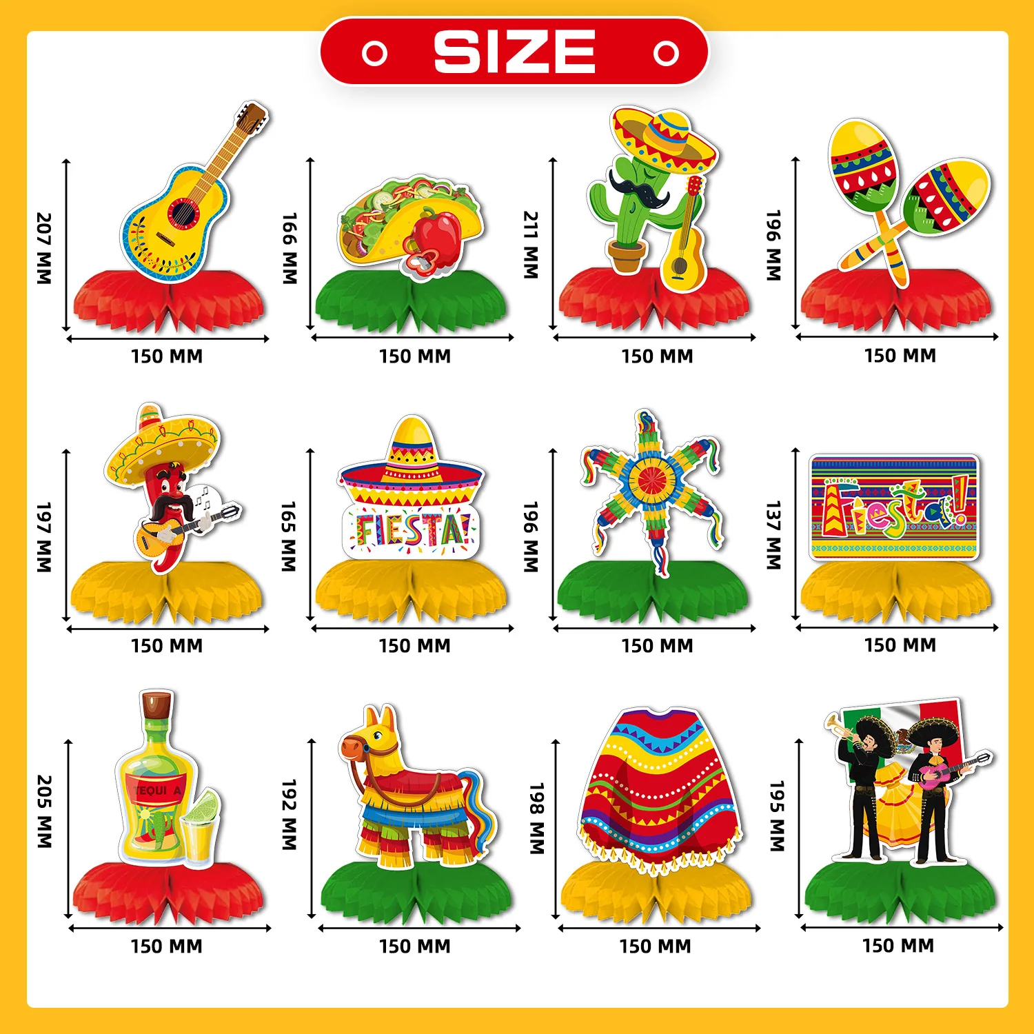 Mexican decor fiesta carnival theme decoration items honeycomb ball table decoration pull flag glasses doll