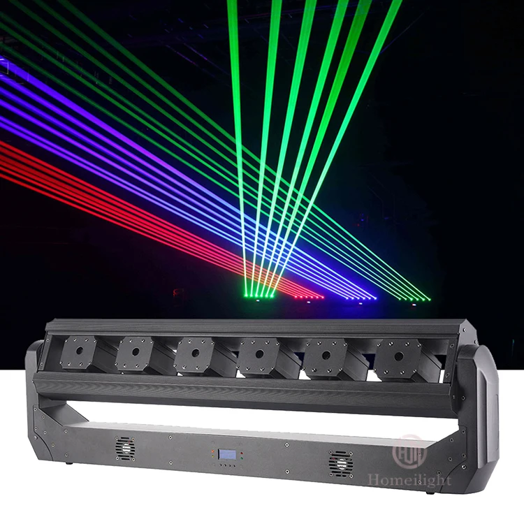 Hongmei  6 Eyes Red Green Moving Head Laser Light Show Projector Rgb Lasers Club Bar Disco Dj Lights Equipment