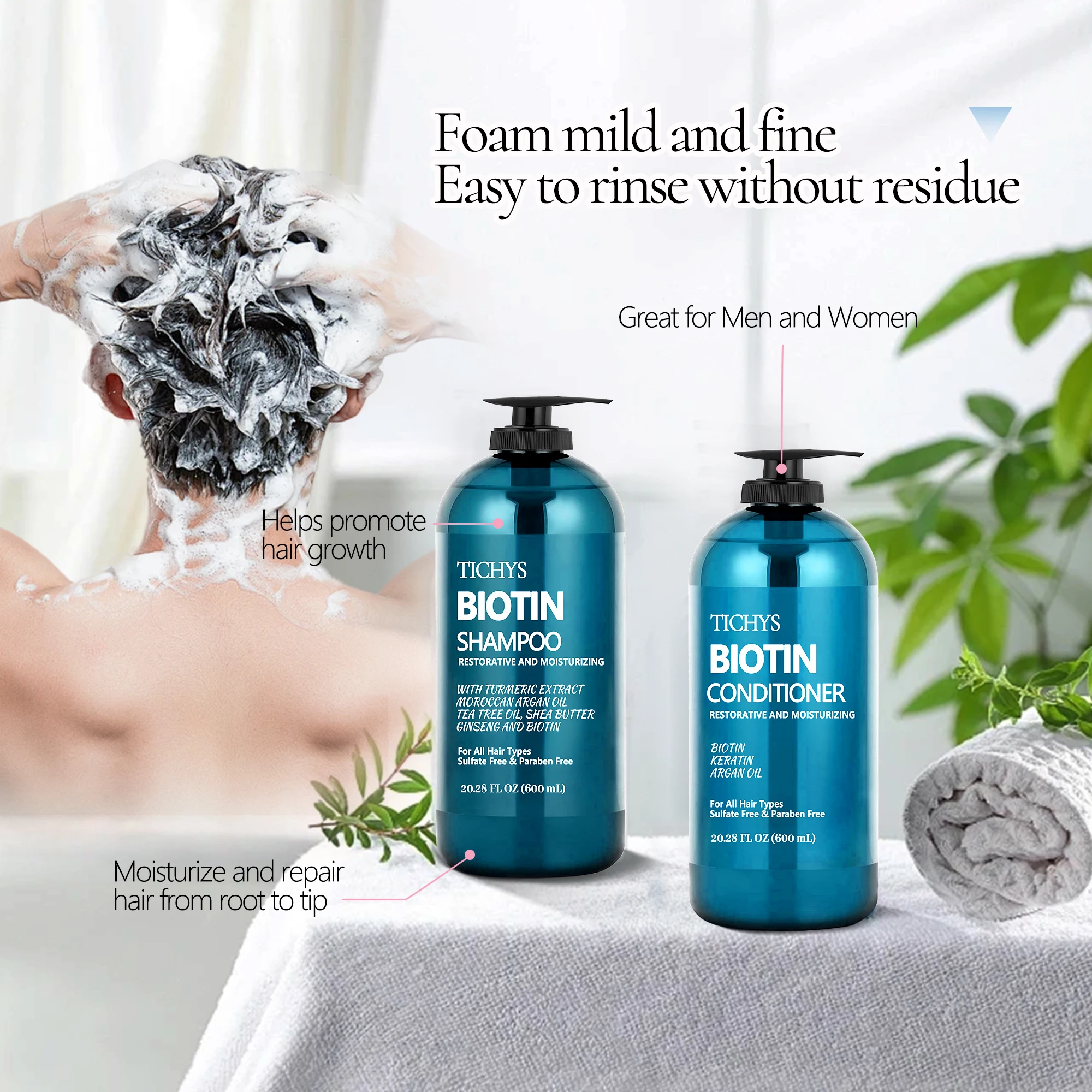 Ultimate Biotin Hair Care Set Moisturizing Shampoo Conditioner Anti-Hair Loss Treatment for Thinning Hair Regrowth Men Women