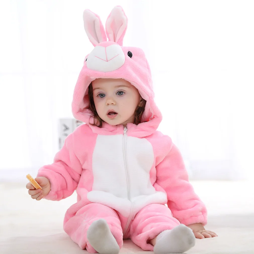 Infant toddlers clothing fleece jumpsuit winter rabbit pattern newborn baby clothes