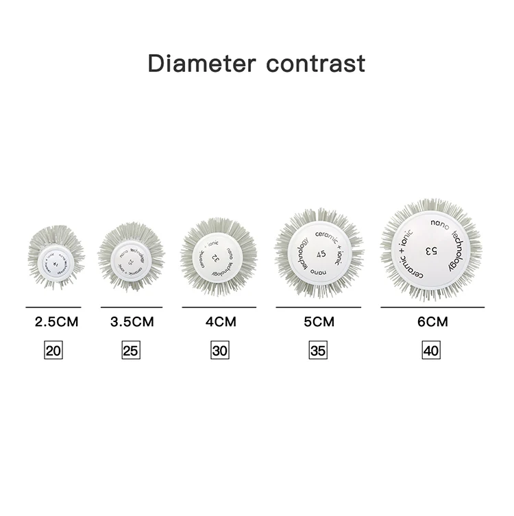 Wholesale Round Ceramic Hair Brush High Temperature Resistance Nylon Boar Bristle Styling Hair Brush