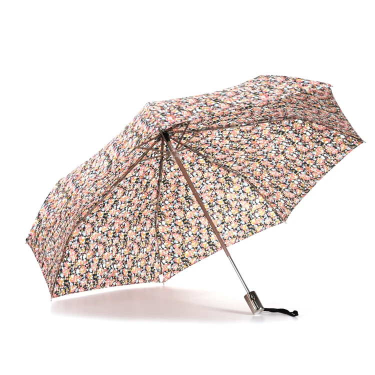 the umbrella for lady wholesale cheap price flower printing 3 folding automatic compact woman umbrella
